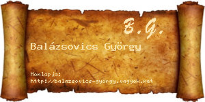 Balázsovics György névjegykártya